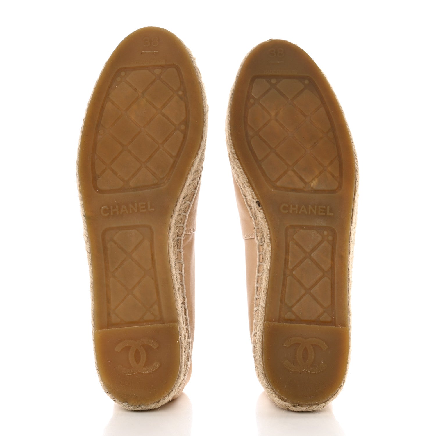 Chanel Lambskin CC Espadrilles 38 Beige Black 5 of 8