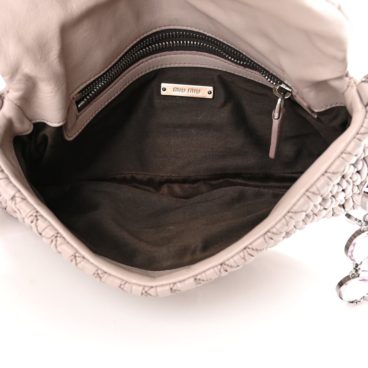 Nappa Matelasse Crystal Flap Clutch Pomice