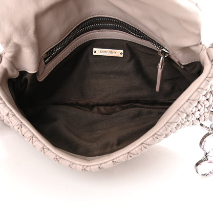 Miu Miu Nappa Matelasse Crystal Flap Clutch Pomice 5 of 17
