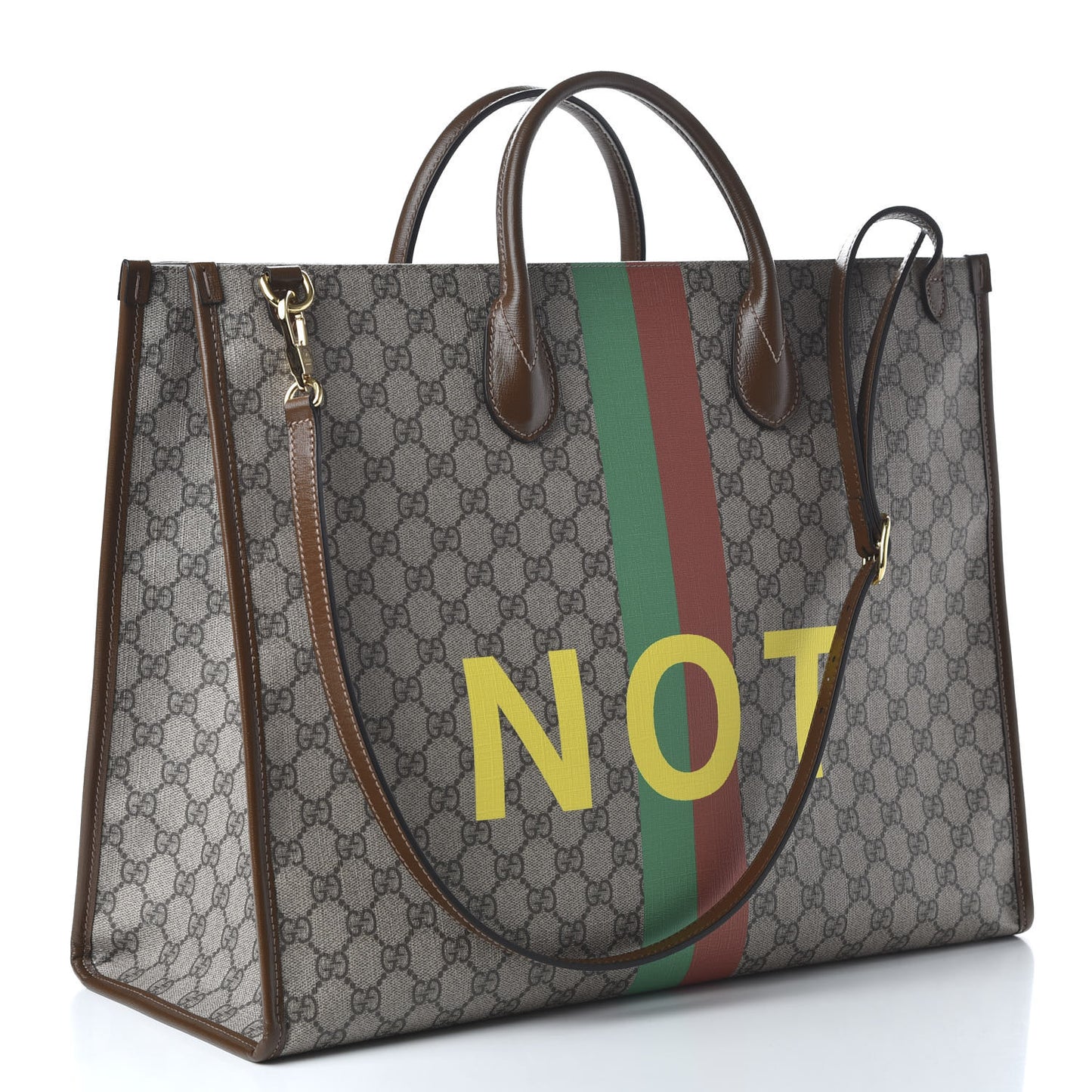 GG Supreme Monogram Fake/Not Large Retro Interlocking G Tote Bag Beige Brown Sugar