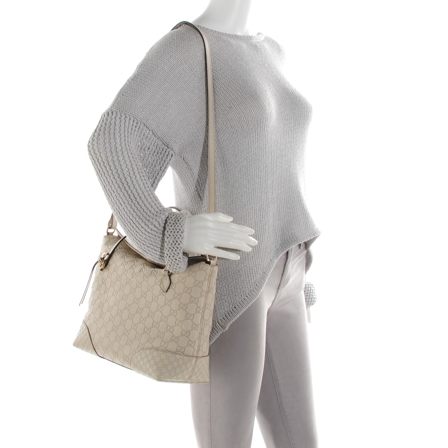 Gucci Guccissima Medium Bree Foldover Tote Off White 2 of 7