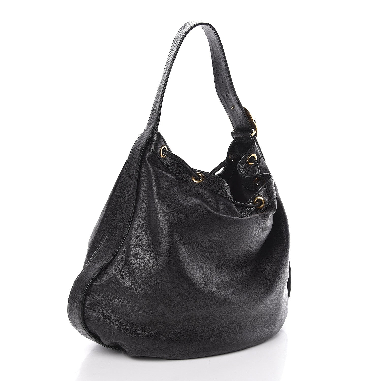 Gucci Pebbled Calfskin Medium Interlocking Icon Shoulder Bag Black 3 of 10