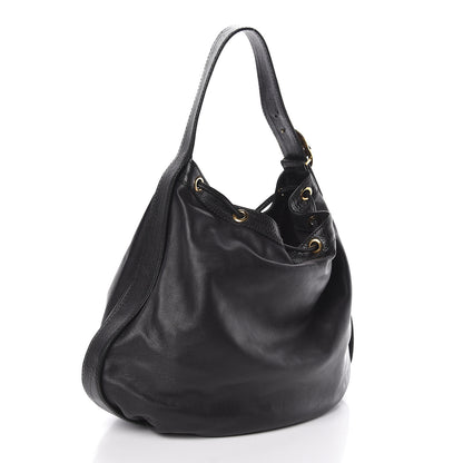 Gucci Pebbled Calfskin Medium Interlocking Icon Shoulder Bag Black 3 of 10