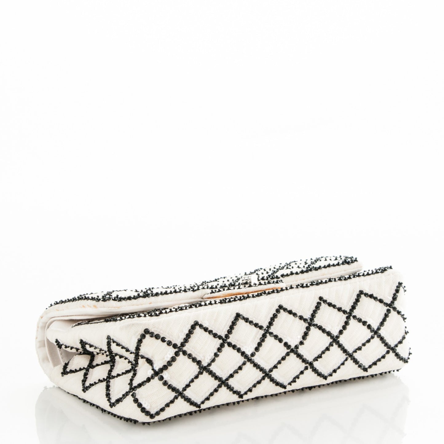 Sequin Mesh Quilted 225 Reissue Flap White Black