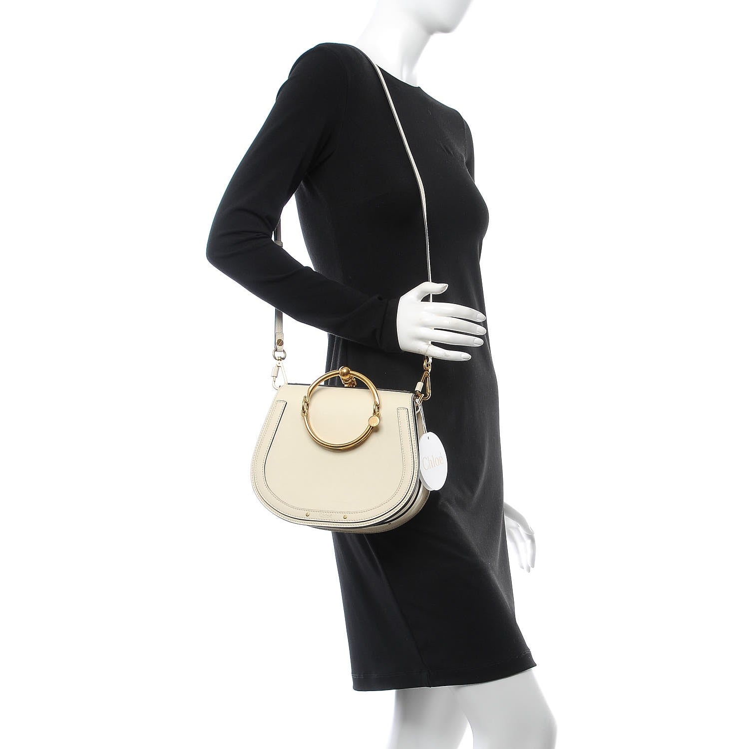 Chloe Calfskin Suede Medium Nile Bracelet Bag Off White 2 of 12