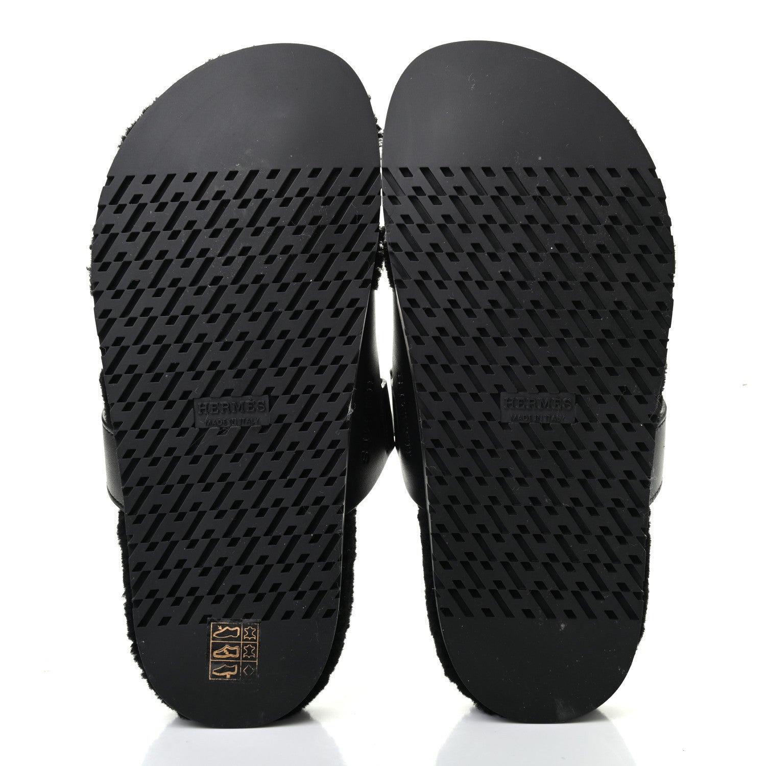 Hermes Calfskin Woolskin Womens Chypre Sandals 38 Black 5 of 7