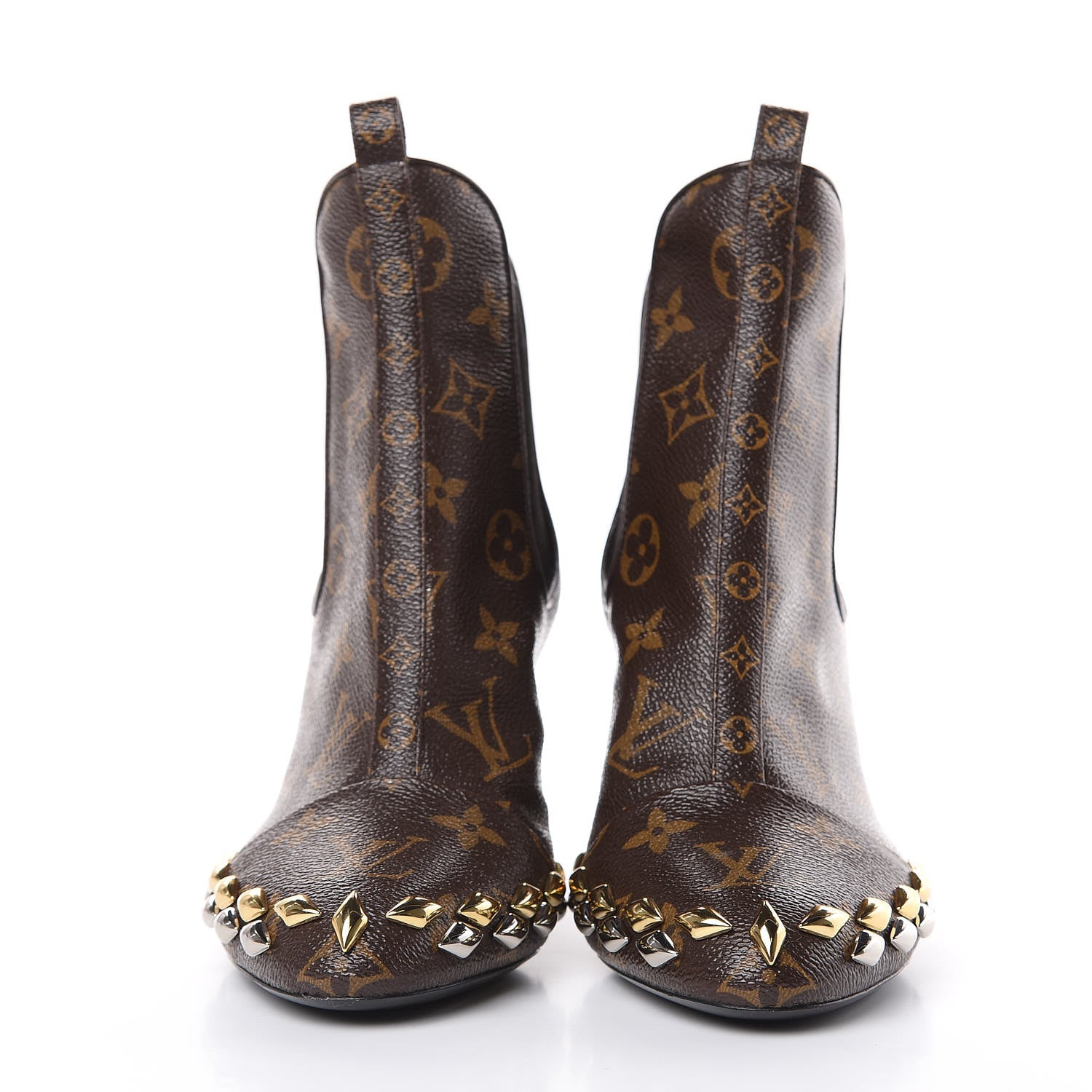 Louis Vuitton Monogram Gold Rush Studded Uniformes Cap Toe Chelsea 75mm Ankle Boots 37 2 of 9