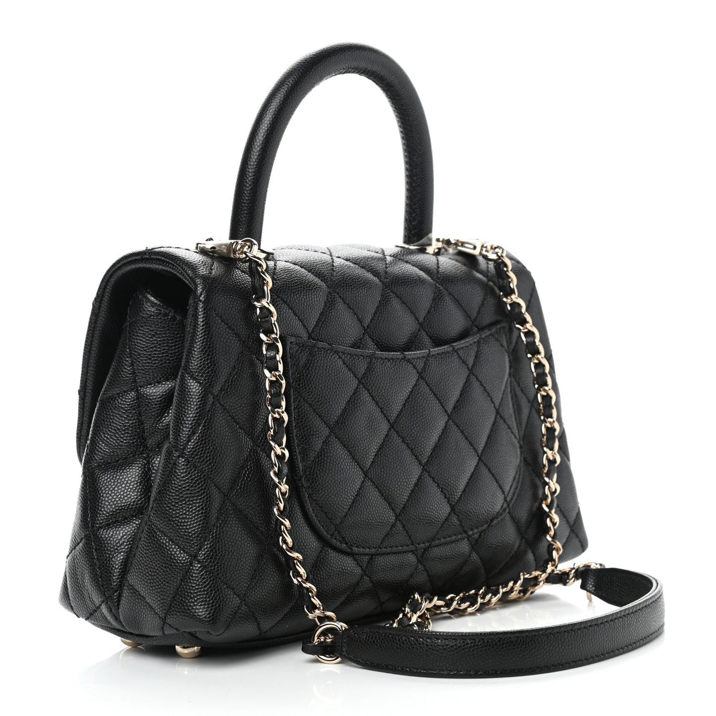 Caviar Quilted Mini Coco Handle Flap Black