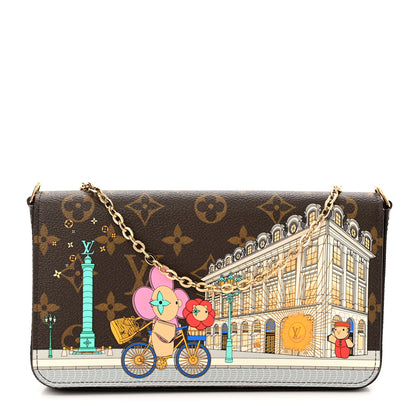 Louis Vuitton Monogram 2022 Christmas Animation Paris Pochette Felicie Chain Wallet Pink 3 of 11