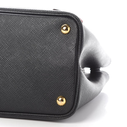 Prada Saffiano Cuir Small Double Bag Black Fuoco 7 of 7