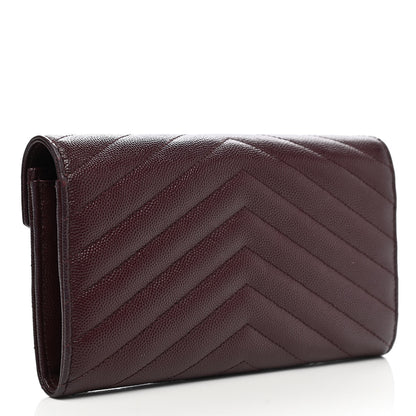 Saint Laurent Grain De Poudre Matelasse Chevron Monogram Flap Wallet Rouge Legion 3 of 12