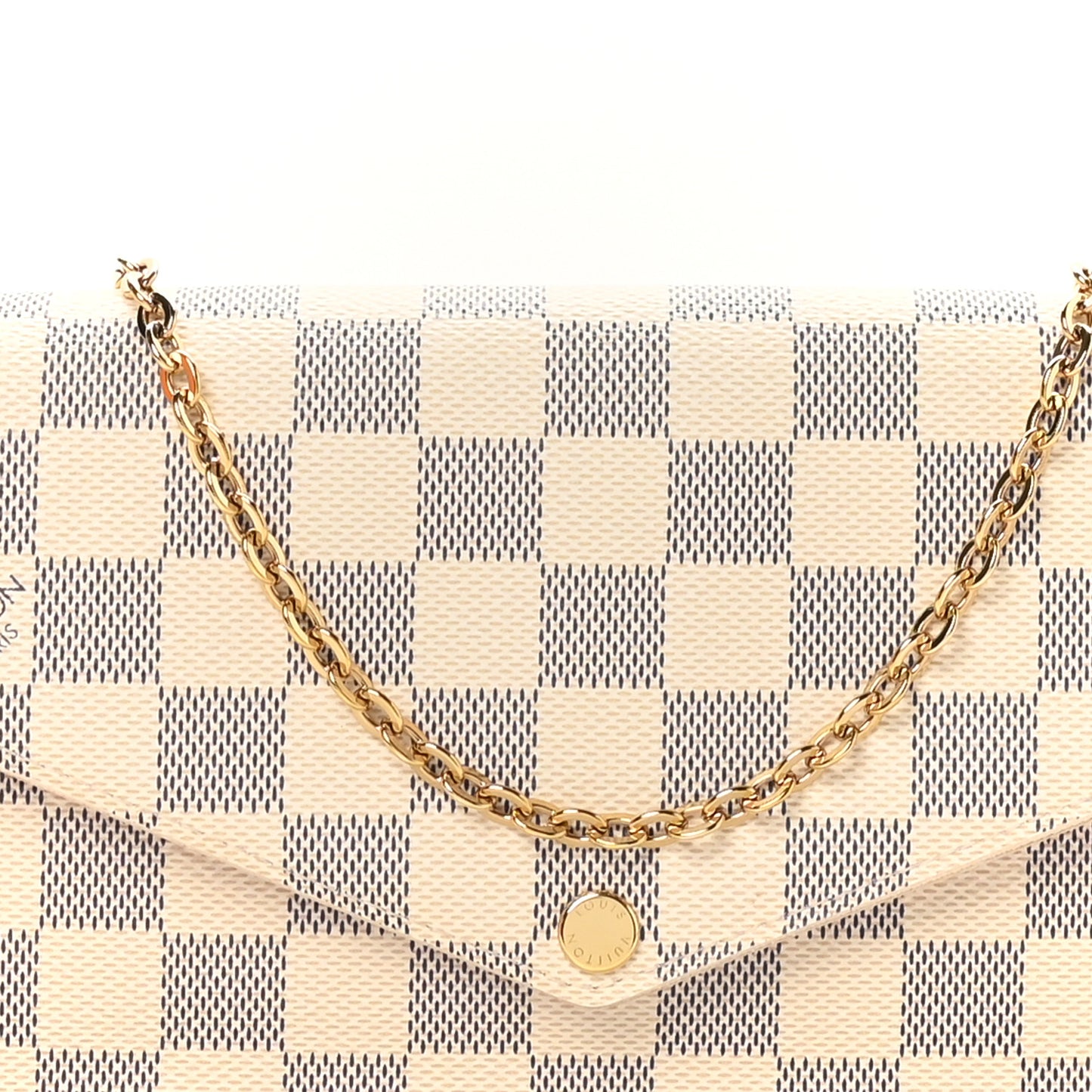 Damier Azur Pochette Felicie Chain Wallet Rose Ballerine