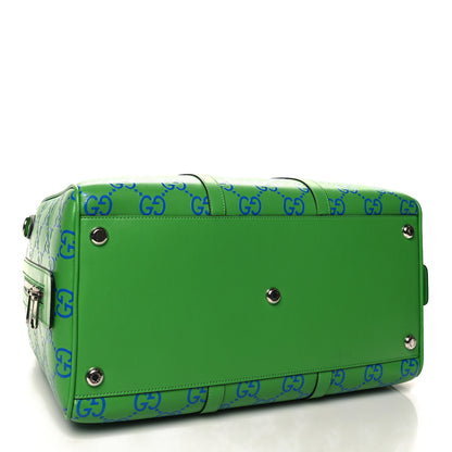 Gucci Calfskin GG Tennis Embossed Large Duffle Bag Joy Green Joy Blue 3 of 12