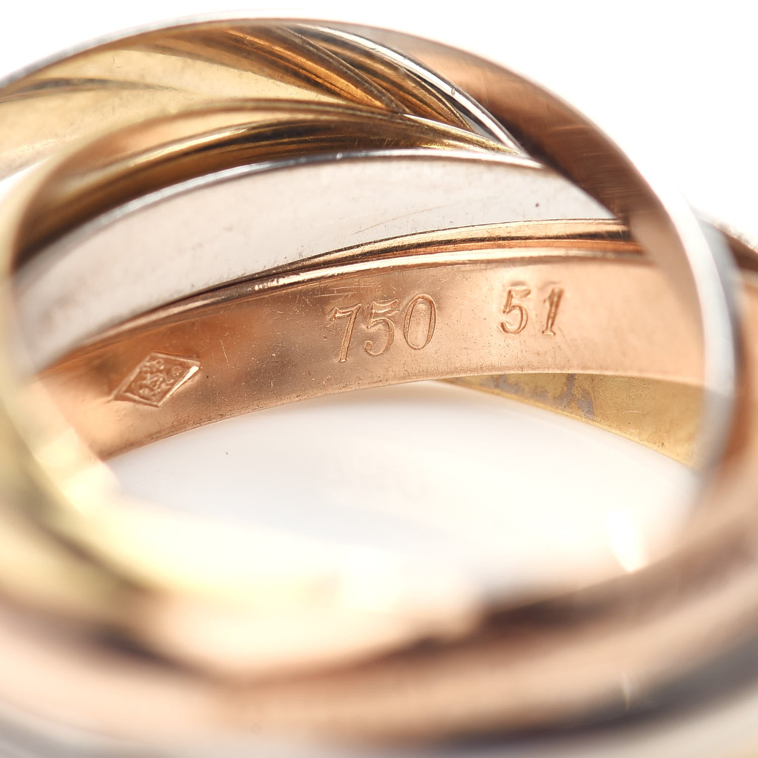 Cartier 18K Pink Yellow White Gold Les Must De Trinity 5 Band Ring 51 5.75 4 of 4