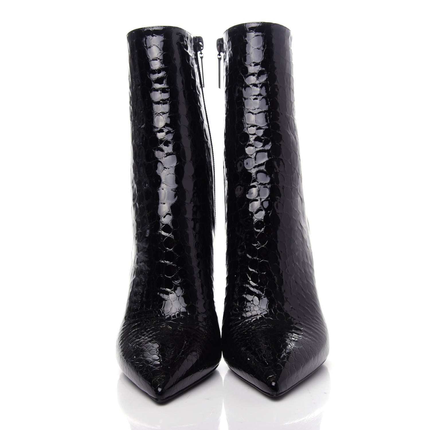 Saint Laurent Alligator Embossed Patent Calfskin Opyum 110 Ankle Boots 39 Black 2 of 10