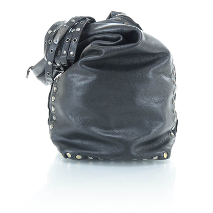 Jimmy Choo Leather Studded Medium Saba Hobo Black 7 of 11