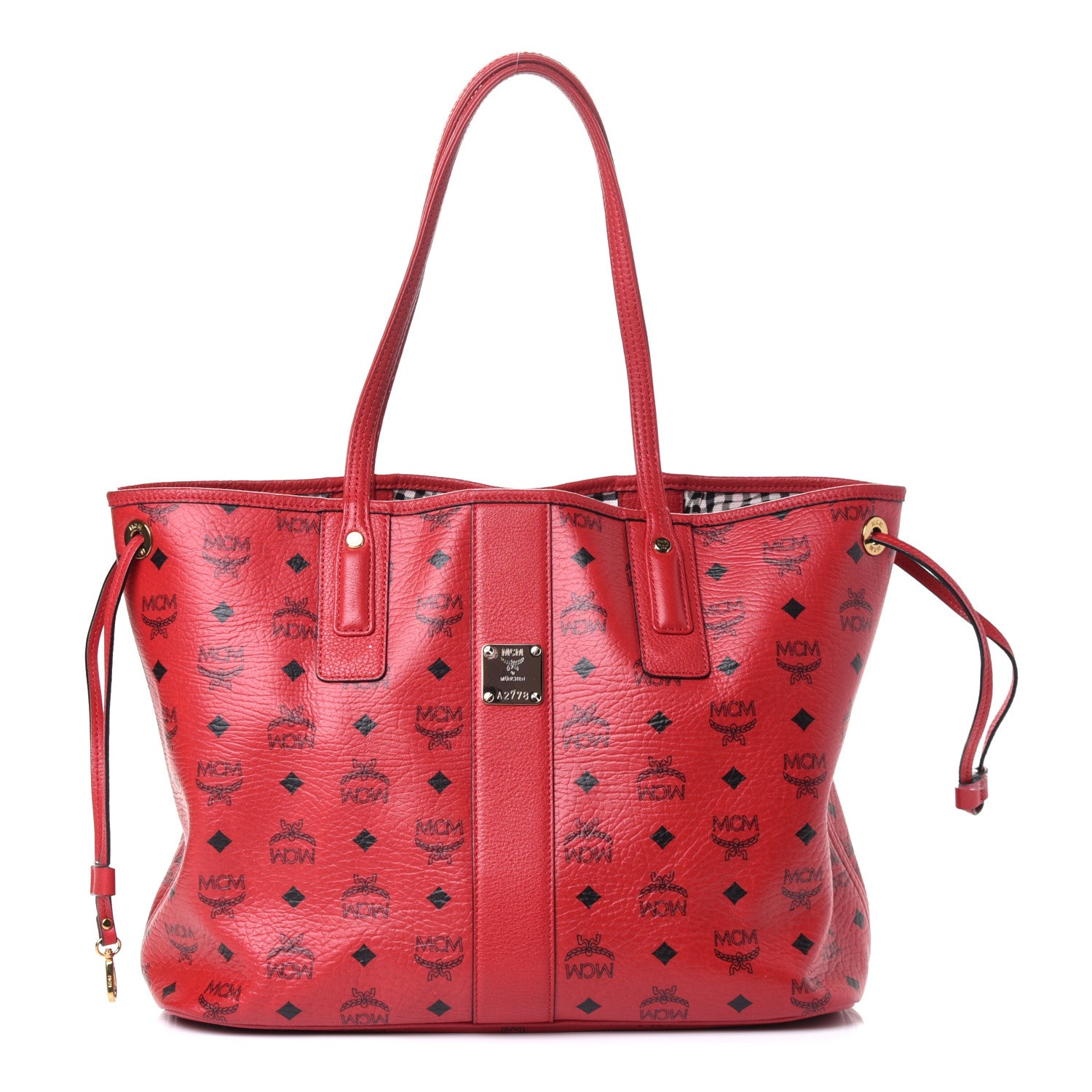 MCM Visetos Medium Liz Reversible Shopper Tote Ruby Red 2 of 16