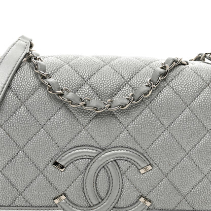 Chanel Metallic Caviar Quilted Medium CC Filigree Flap Silver 5 of 10