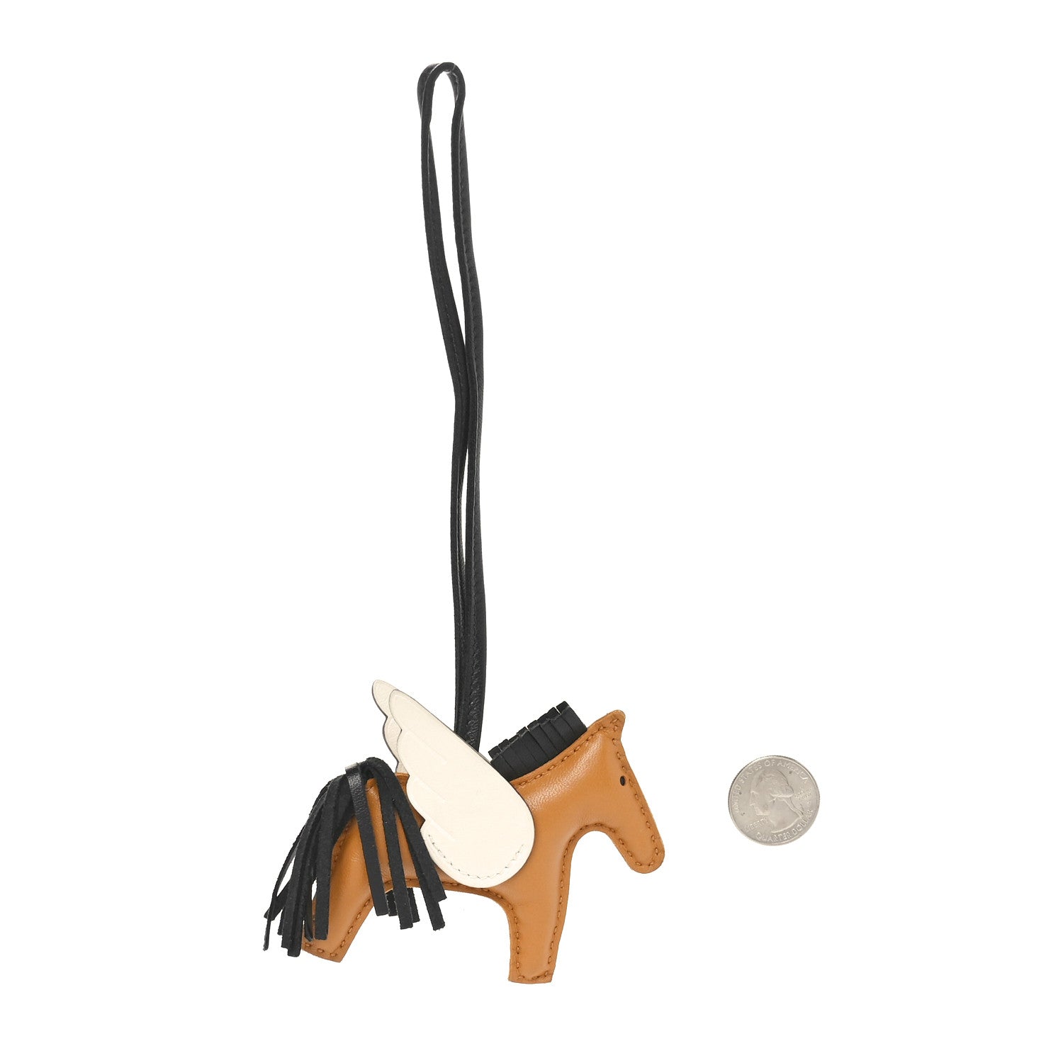 Hermes Milo Lambskin Grigri Rodeo Pegase Horse Bag Charm PM Sesame Black Nata 2 of 4