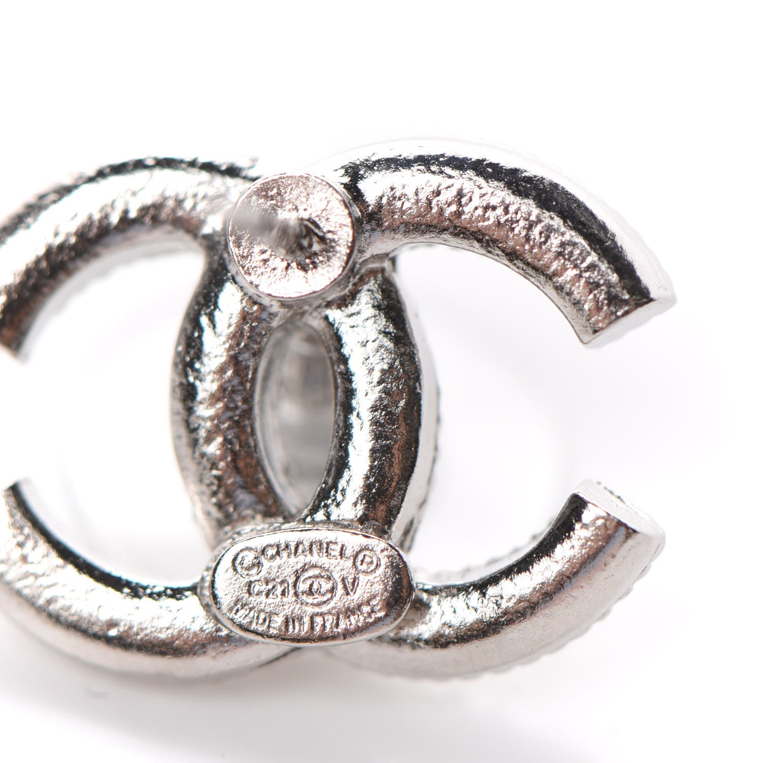 Chanel Crystal CC Earrings Silver 4 of 4
