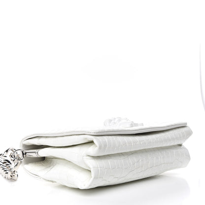 Versace Croc Stamped Patent Palazzo Sultan Shoulder Bag White 4 of 10