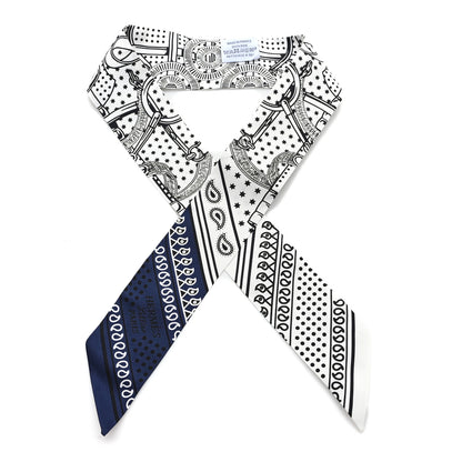 Hermes Silk Eperon d'Or Cut Twilly White Marine Black 1 of 4