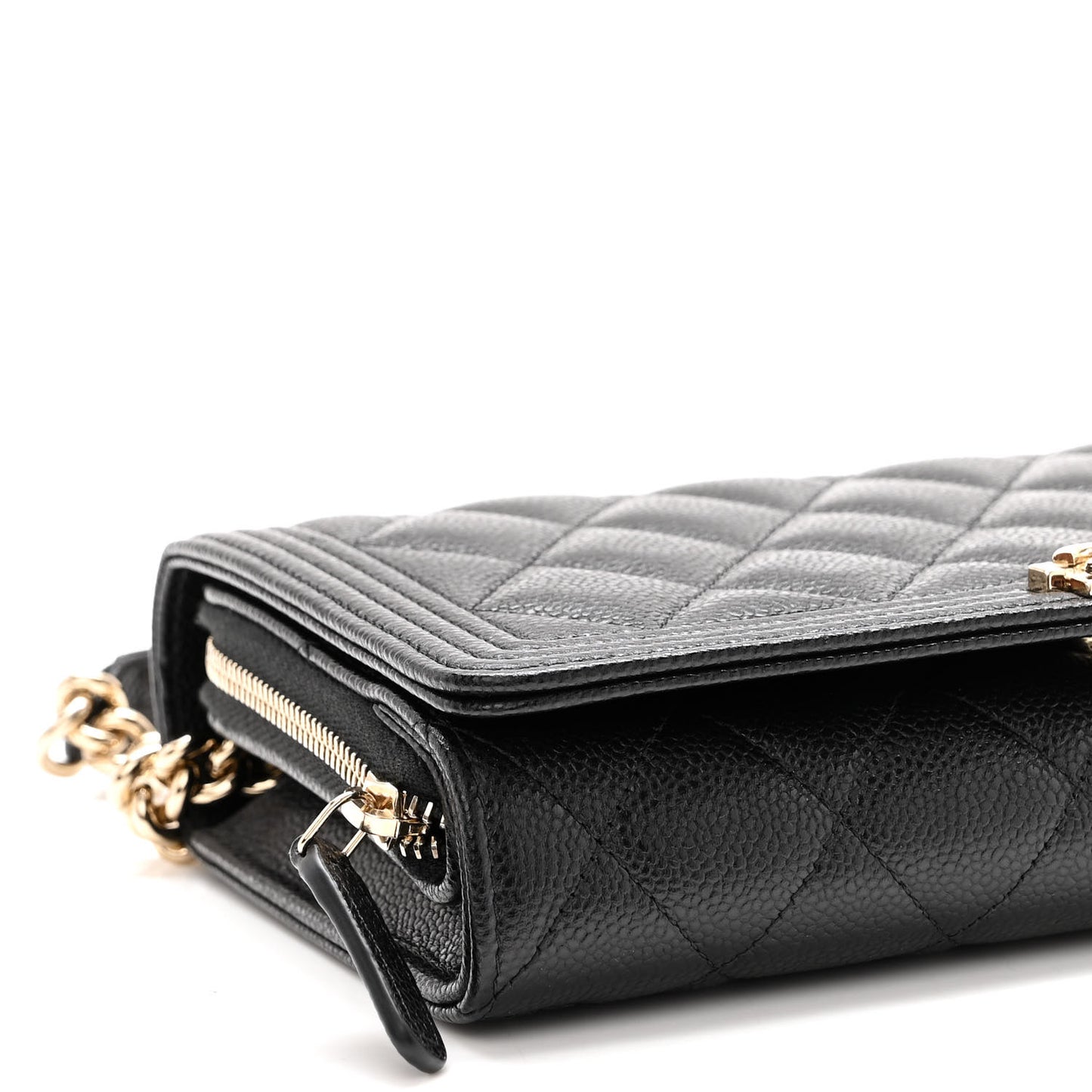 Caviar Quilted Boy Wallet On Chain WOC Black