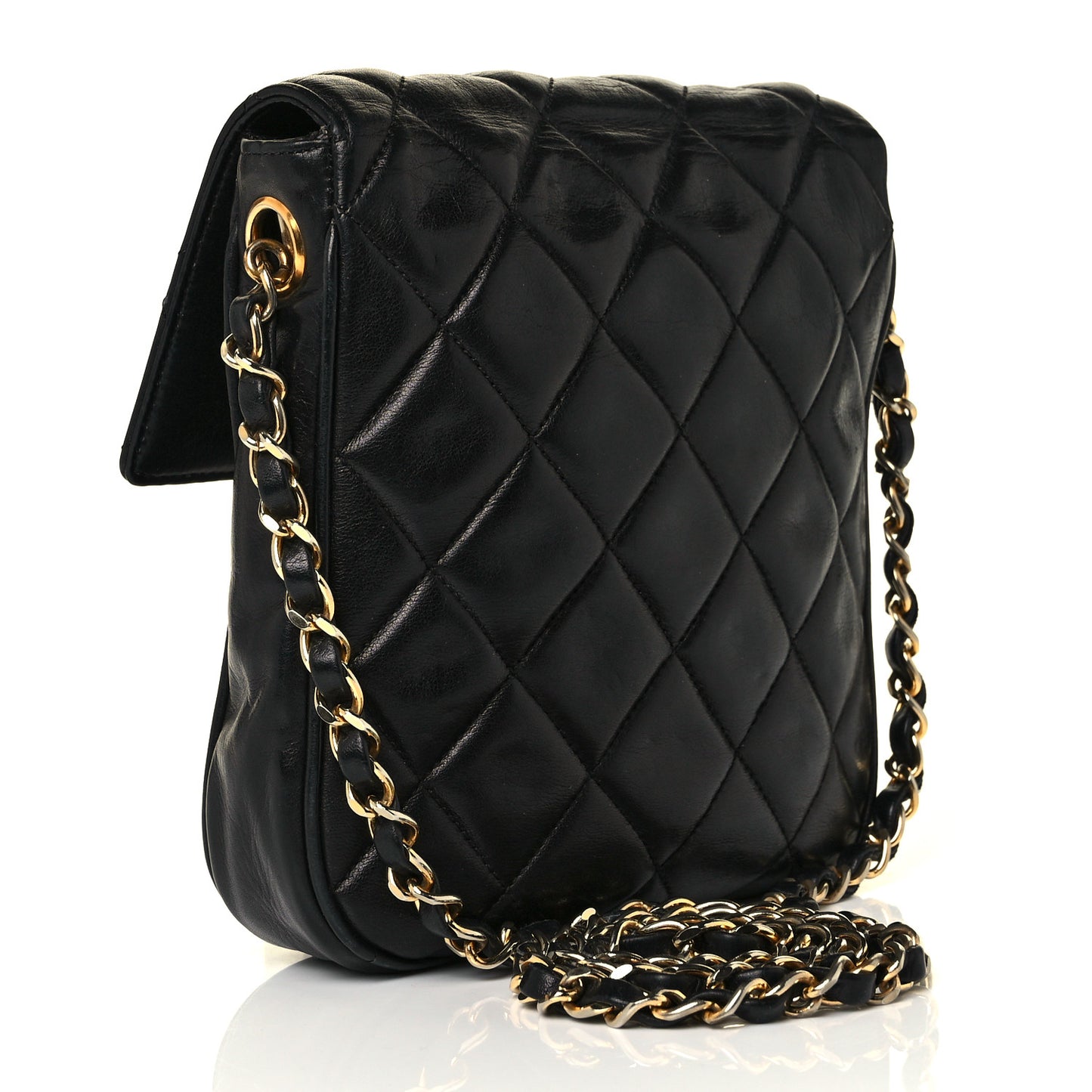 Lambskin Quilted Extra Mini Flap Black