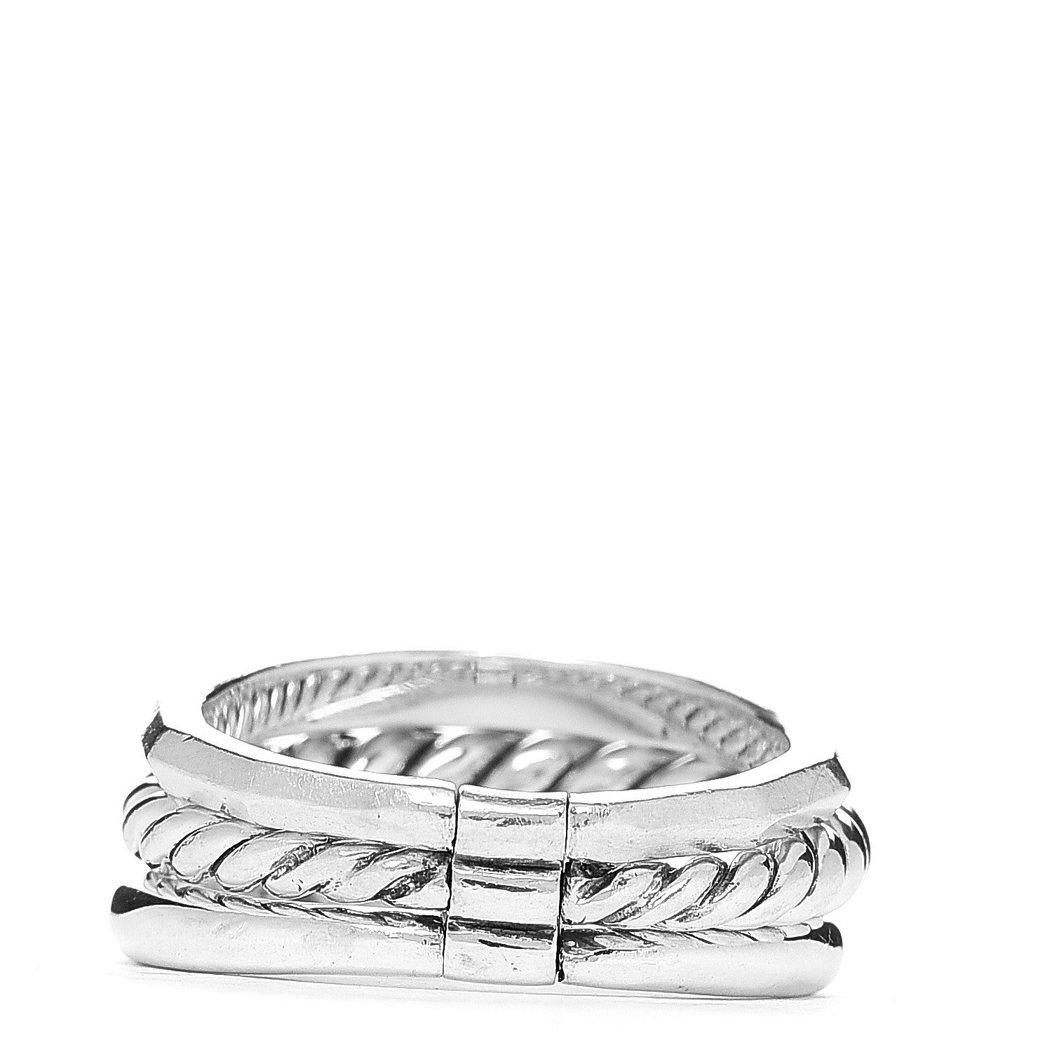 David Yurman Sterling Silver Diamond 9mm Stax Narrow Ring 49 5 3 of 4