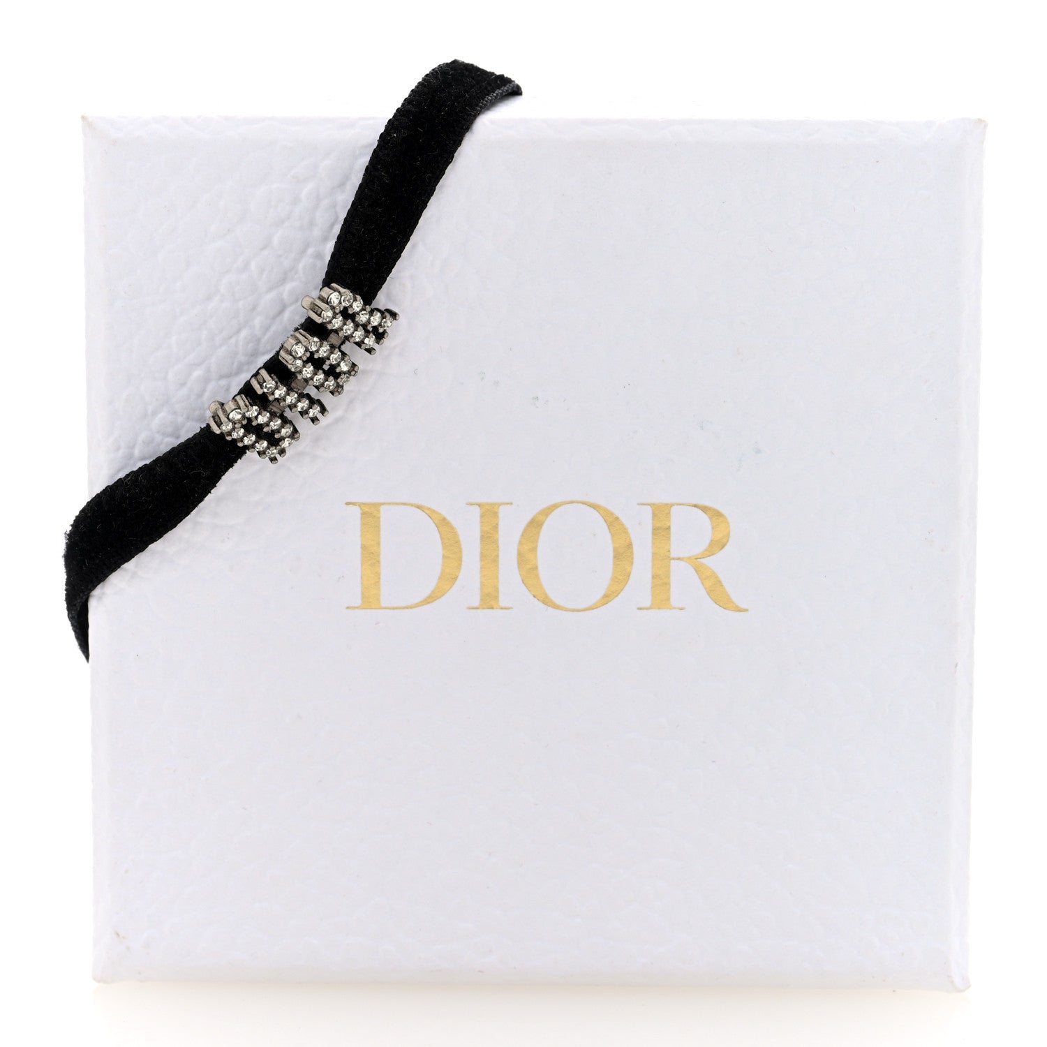 Christian Dior Velvet Crystal DIOR Choker Necklace Black 5 of 5