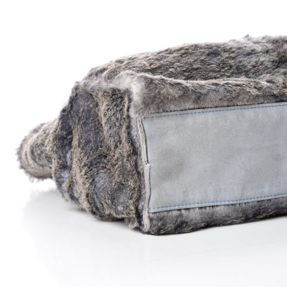 Chanel Suede Rabbit Fur Tote with Cosmetic Pouch Blue 8 of 16
