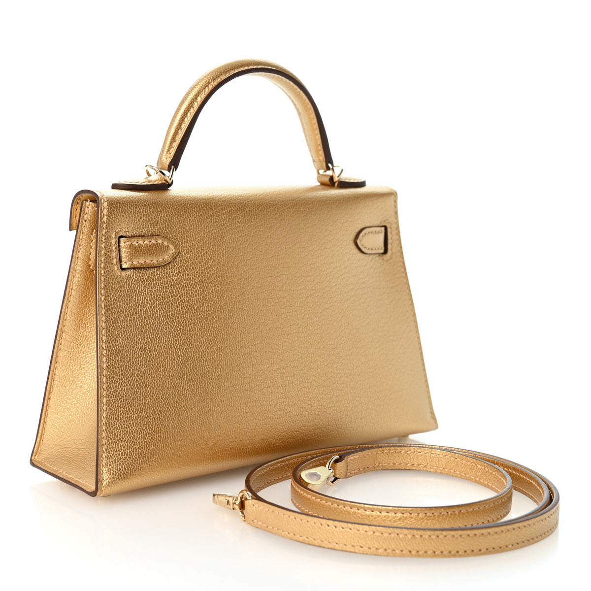 Metallic Chevre Chamkilight Mini Kelly Sellier 20 Dore