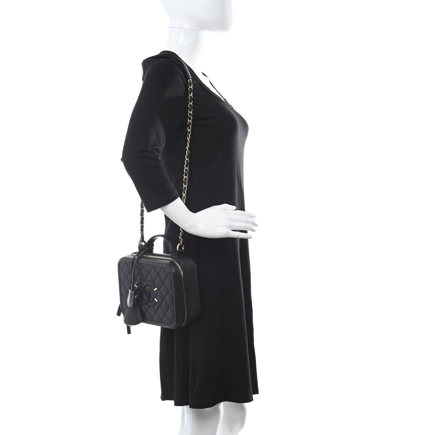 Chanel Caviar Quilted Medium CC Filigree Vanity Case Black 2 of 12