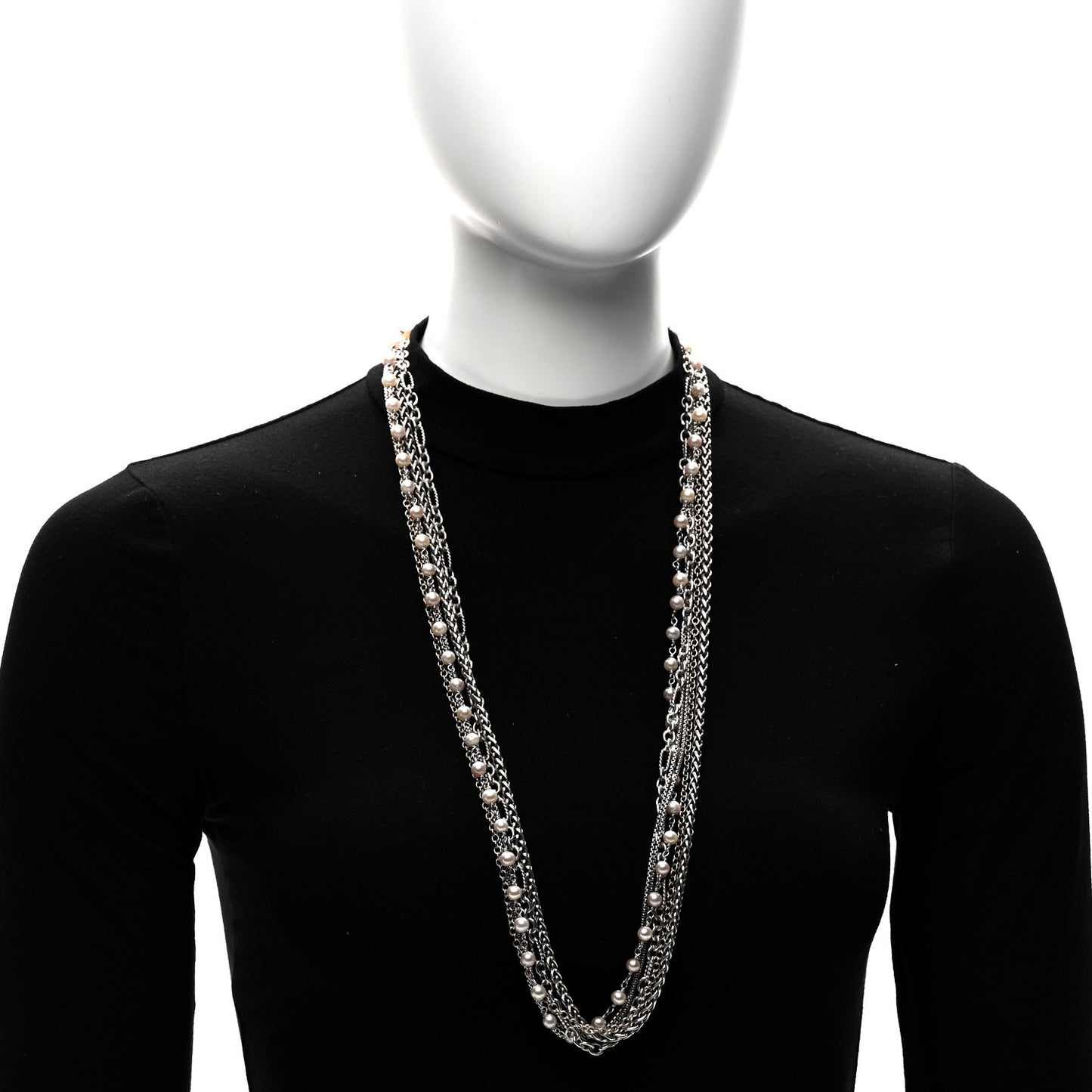 Sterling Silver 18K Yellow Gold Cultured Pearl Multi Chain Necklace
