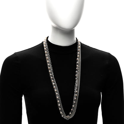 David Yurman Sterling Silver 18K Yellow Gold Cultured Pearl Multi Chain Necklace 2 of 5