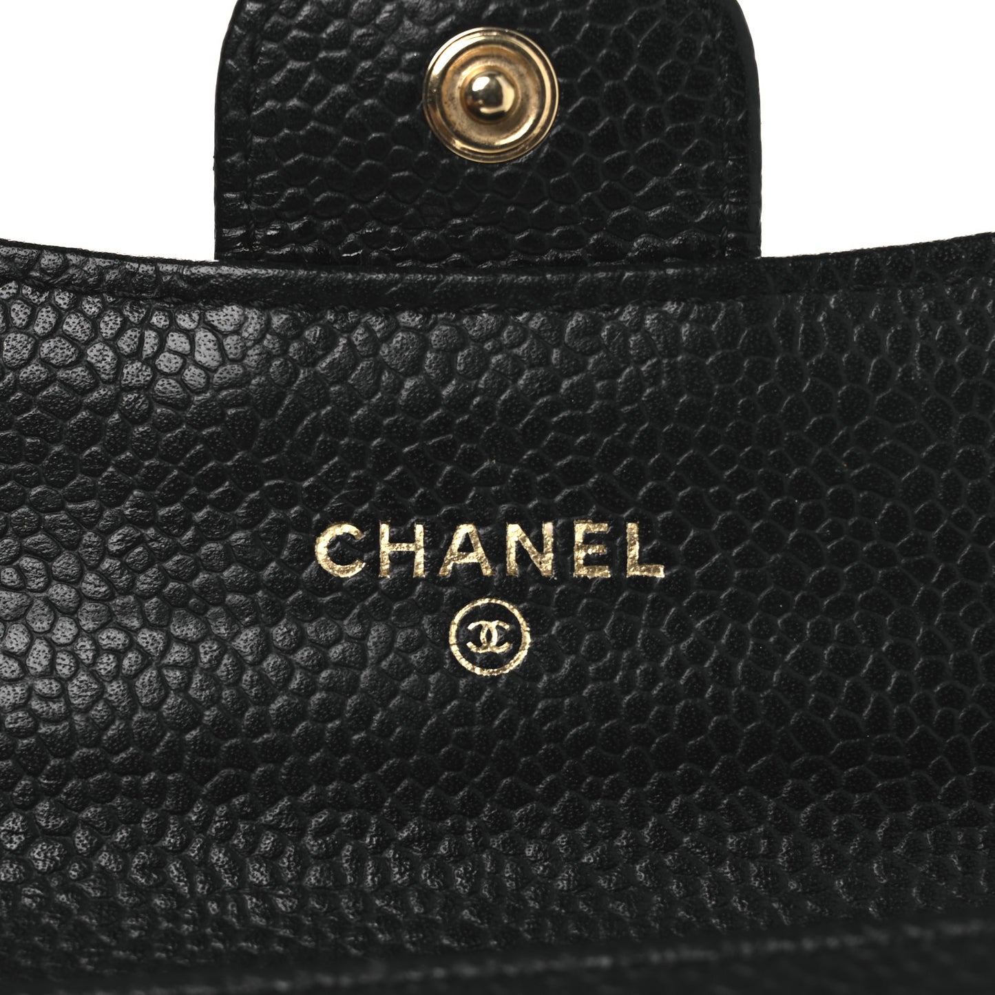 Caviar Quilted Flap Card Holder Wallet Black