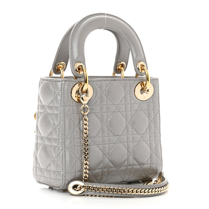 Christian Dior Metallic Lambskin Cannage Mini Lady Dior Grey 3 of 10