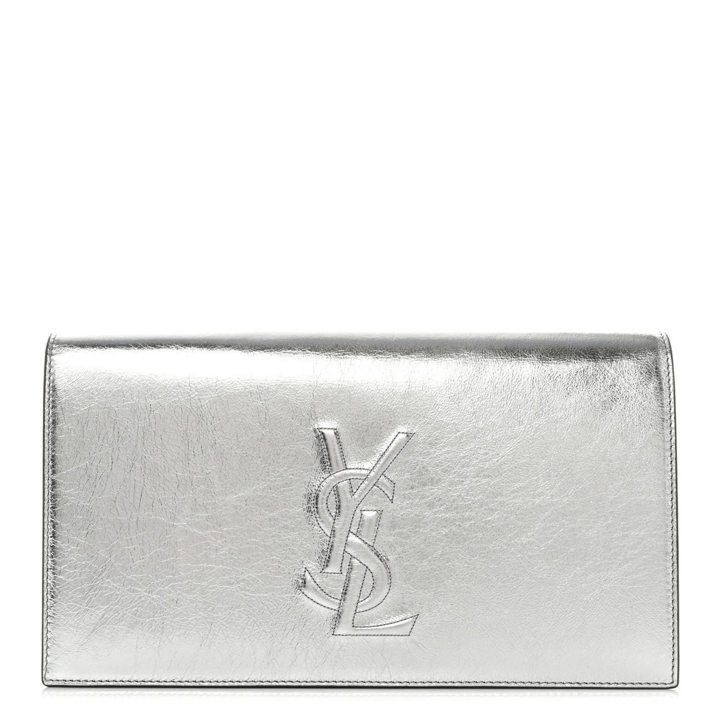 Metallic Calfskin Monogram Large Belle De Jour Clutch Silver