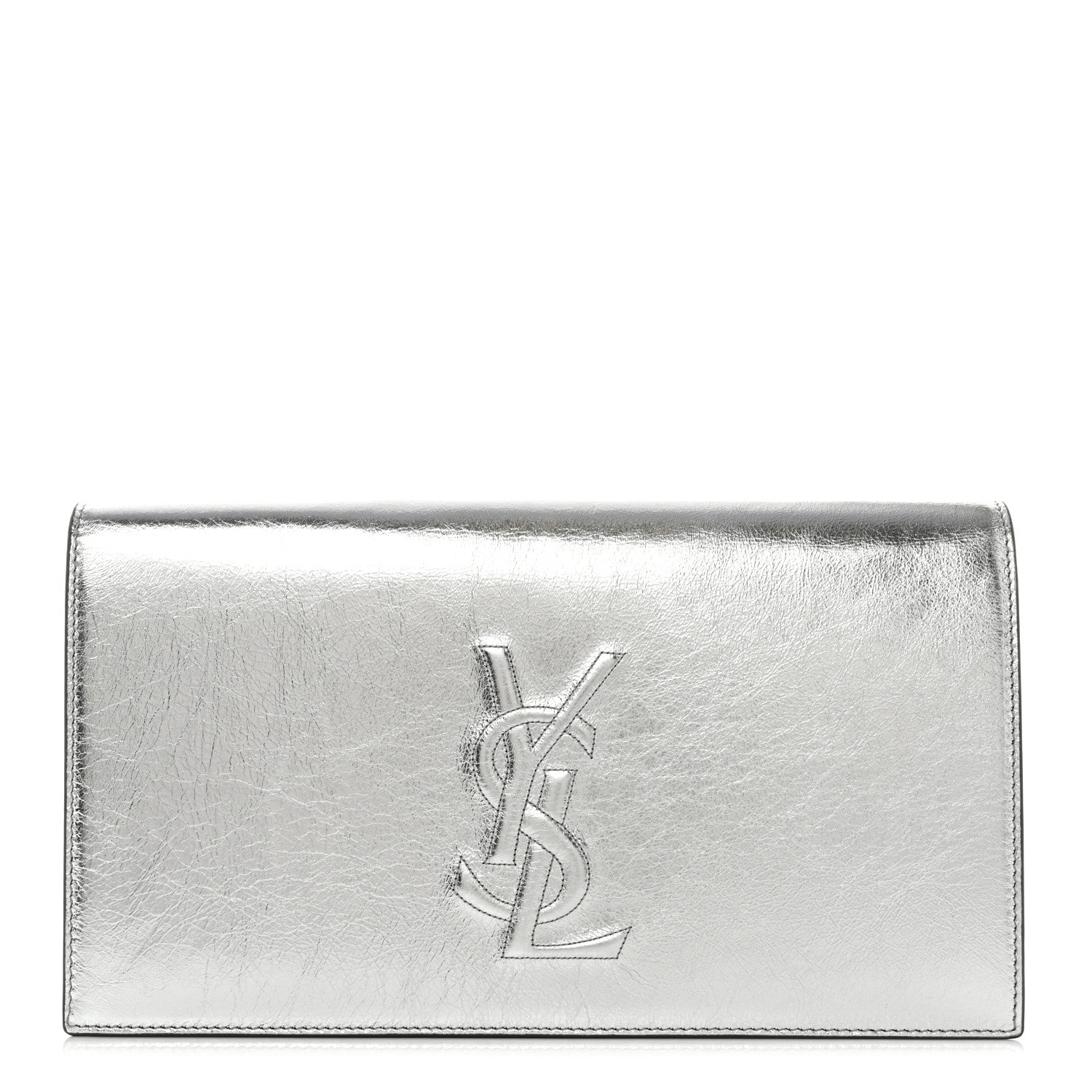 Saint Laurent Metallic Calfskin Monogram Large Belle De Jour Clutch Silver 1 of 10