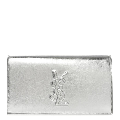 Saint Laurent Metallic Calfskin Monogram Large Belle De Jour Clutch Silver 1 of 10