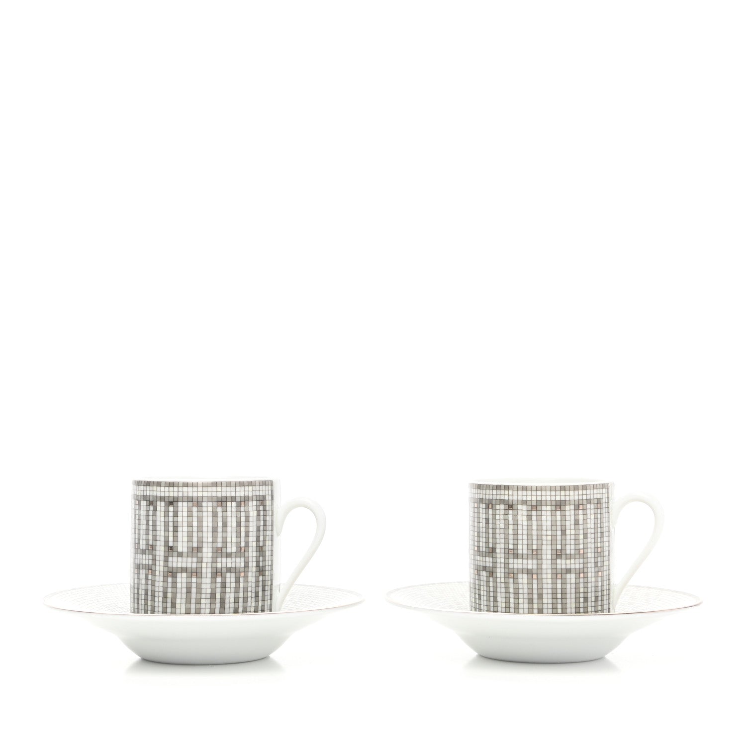 Hermes Porcelain Mosaique au 24 Coffee Cup and Saucer Set of 2 1 of 6