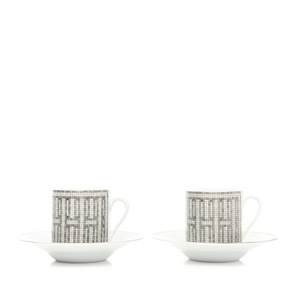 Hermes Porcelain Mosaique au 24 Coffee Cup and Saucer Set of 2 1 of 6