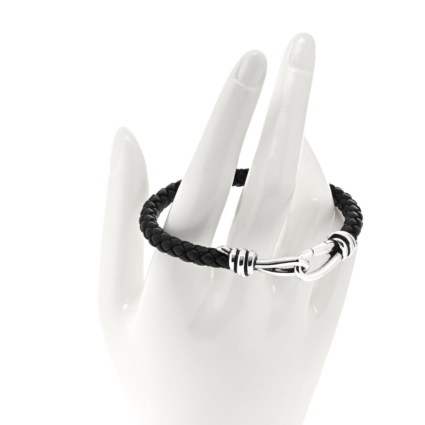 Sterling Silver Calfskin Paloma Picasso Knot Single Braid Bracelet Black
