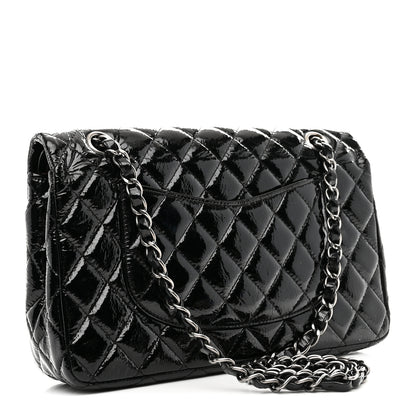 Chanel Distressed Patent Quilted Medium Double Flap Black 3 of 11
