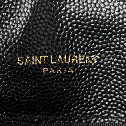 Saint Laurent Grain De Poudre Matelasse Chevron Monogram Chain Wallet Black 7 of 10