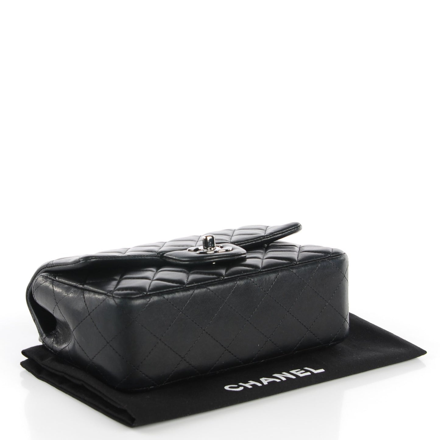 Lambskin Quilted Mini Rectangular Flap Black