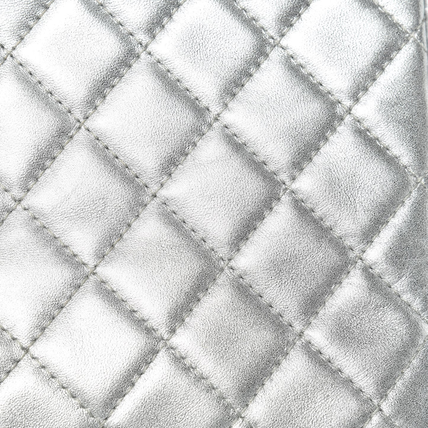 Metallic Lambskin Quilted Maxi Single Flap Silver