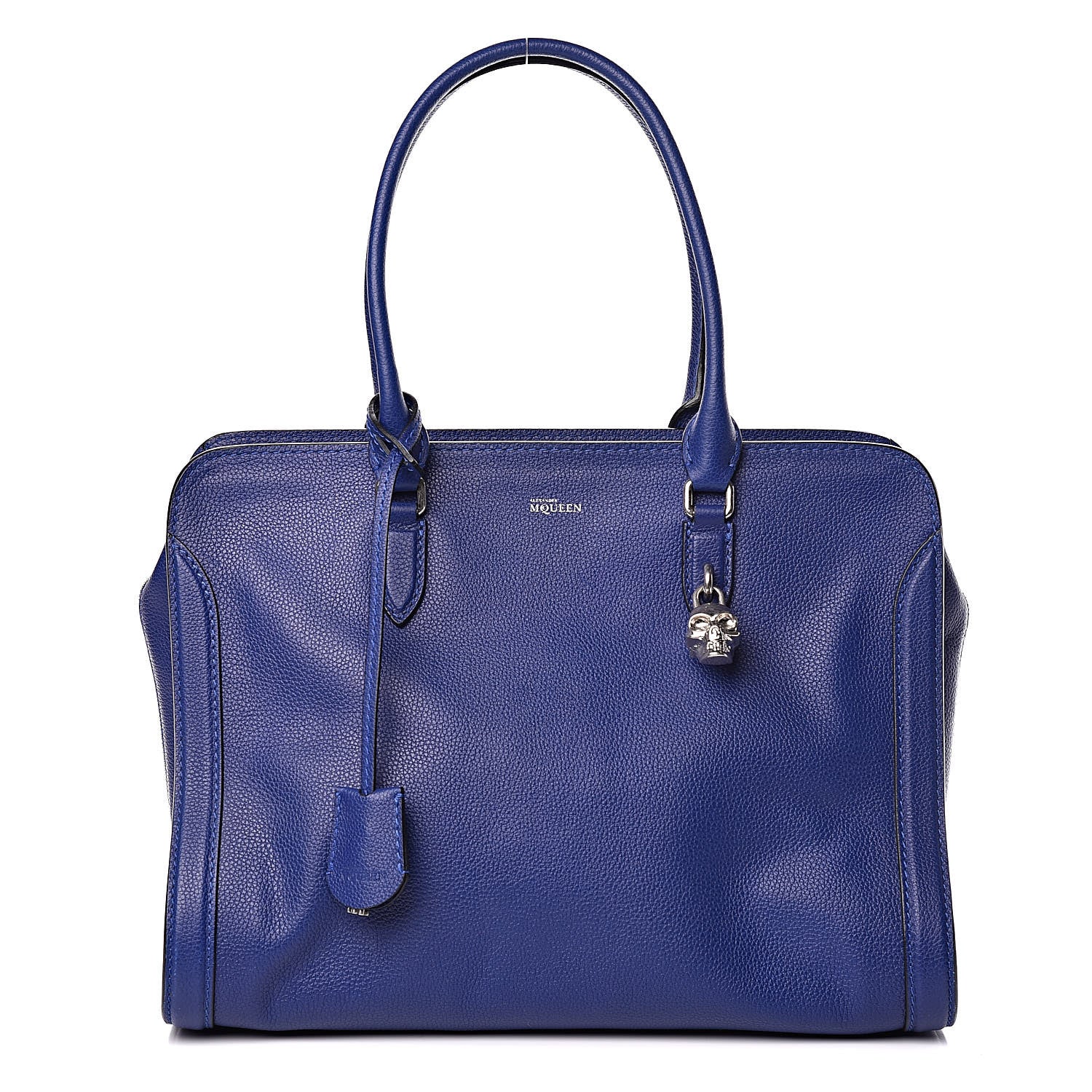 Alexander McQueen Pebbled Calfskin Large Skull Padlock Zip Around Tote Ultramarine 1 of 10