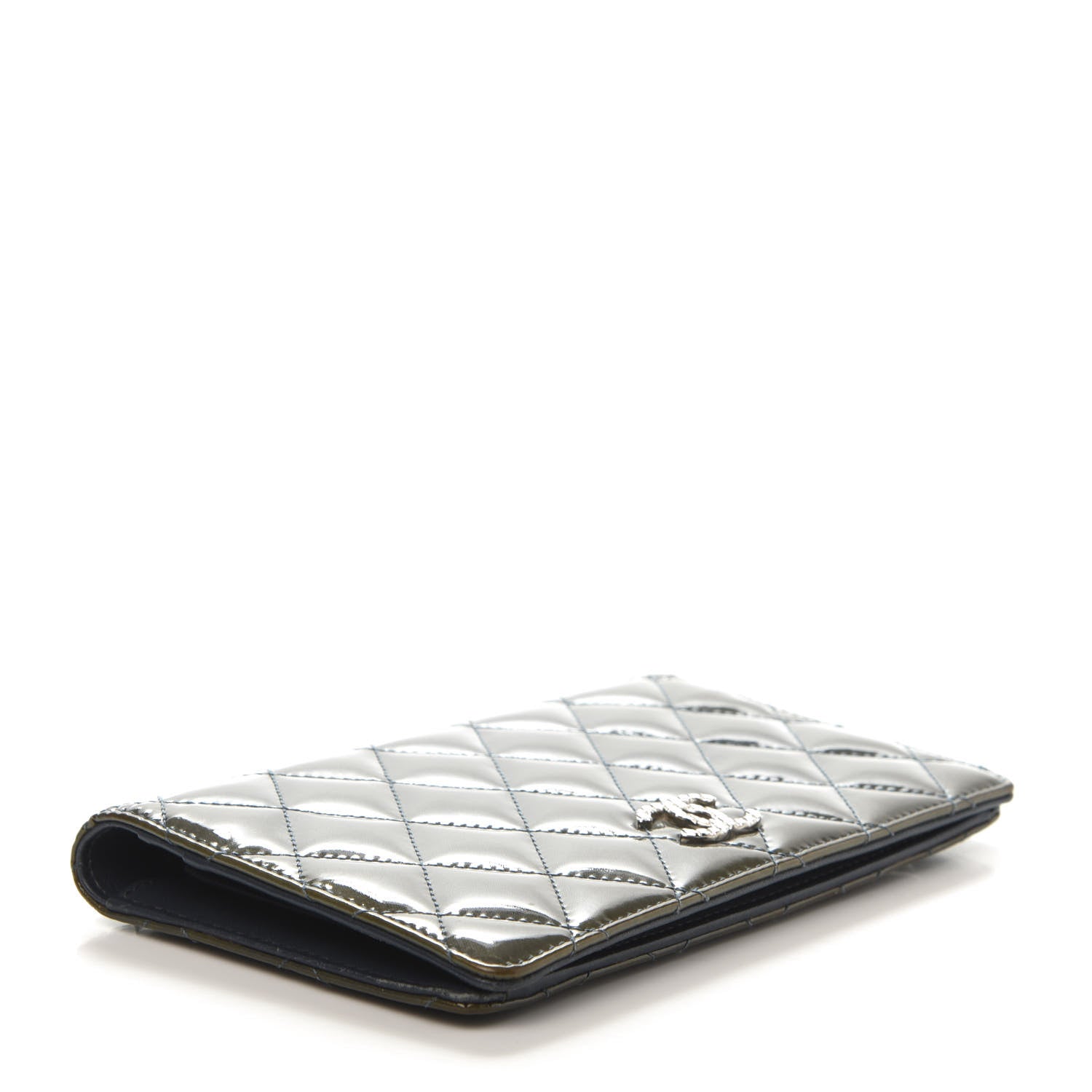 Chanel Patent Quilted Brilliant Yen Wallet Blue Fonce 4 of 12