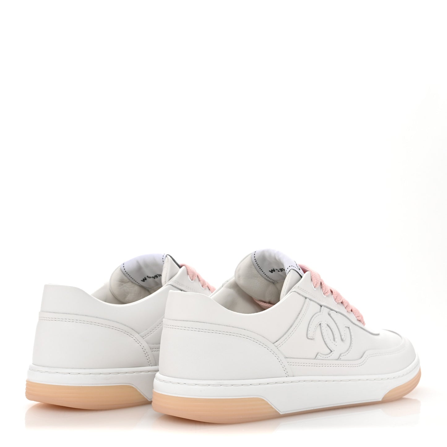 Calfskin Womens CC Sneakers 39.5 White Pink